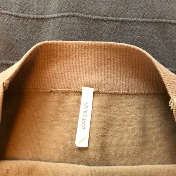 Tan Long Sleeve Off The Shoulder Top - Picture 2 of 3